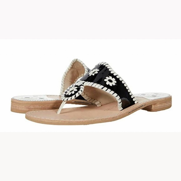 Jack Rogers Shoes - Jack Rogers Jacks Flat Sandal Black White Size 10